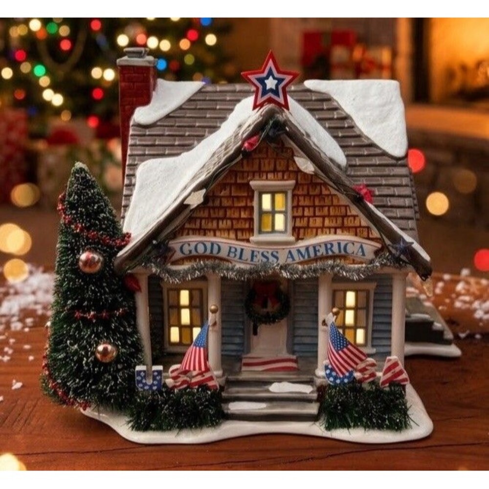 Dept 56 Snow Village The Patriot House 4020166 Christmas Lane Light Retired CIB